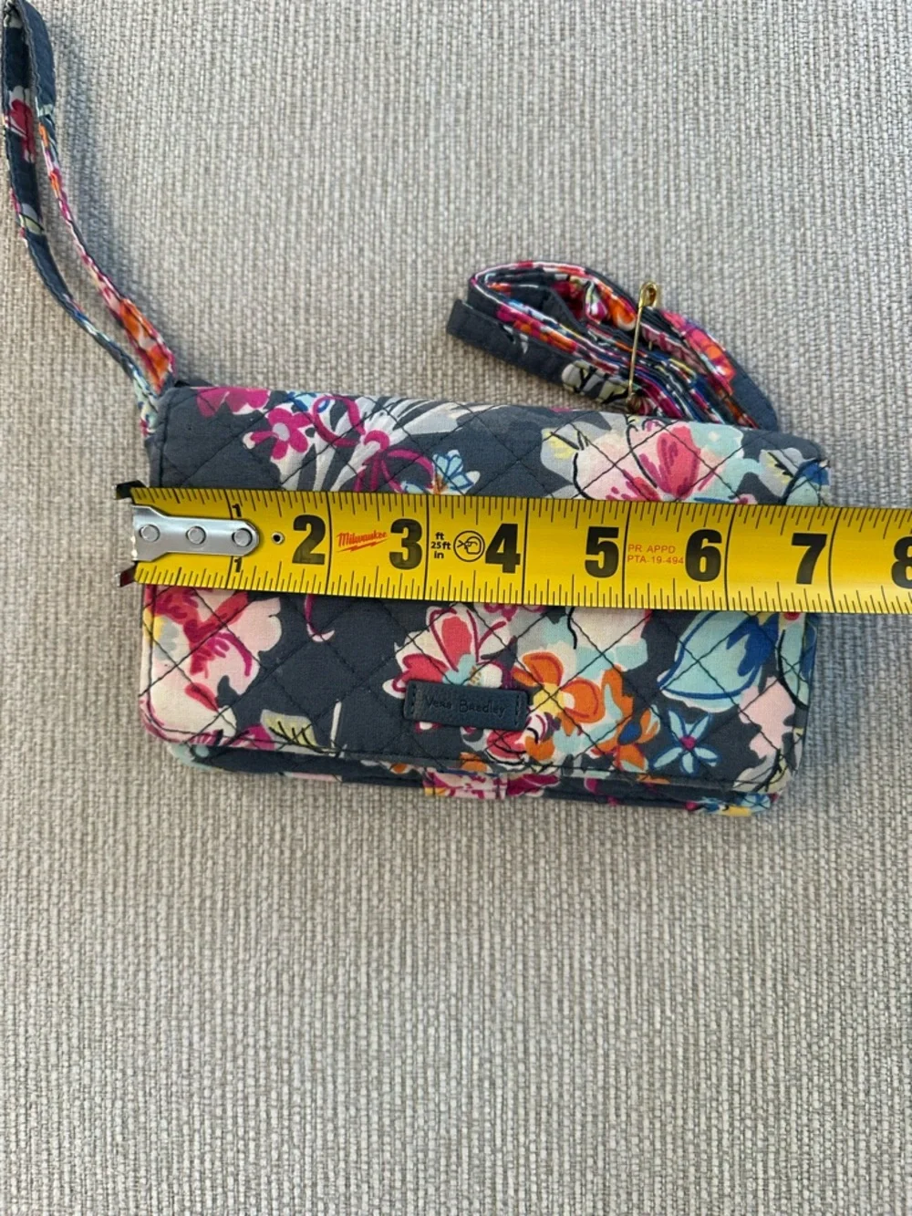 Vera Bradley Navy Floral Quilted Crossbody Wallet - Picture 6 of 7
